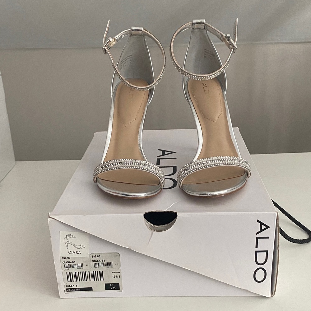 Aldo Shimmering Silver Heels
